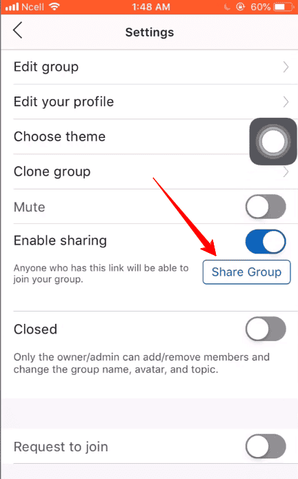 groupme Enable Sharing