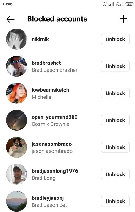 Block Instagram account