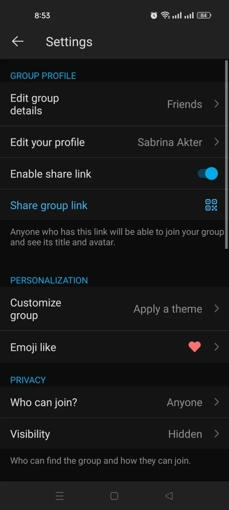 Edit your profile name in Groupme