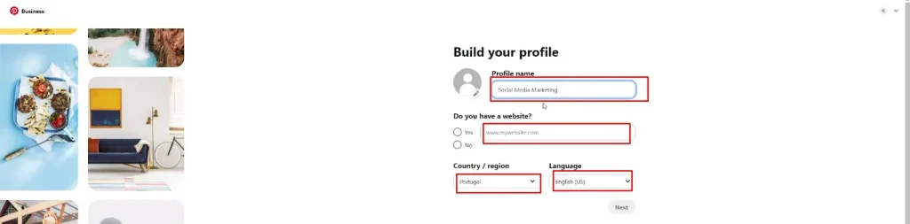 Build your Profile in Pinterest