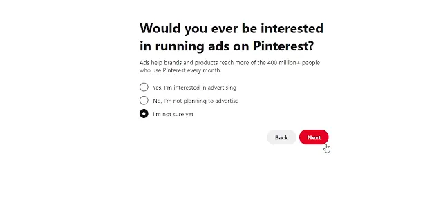 Run ad in pinterest